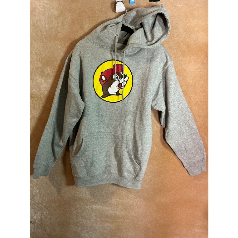 Buccaneer's Beaver Graphic Hoodie Gray Sweatshirt Pullover Casual Size MD